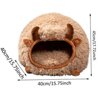 HKM-9600317 Cozy Yak-Shaped Cat Cave Bed for Indoor and Outdoor Use, Semi-Enclosed Warm Pet Nest