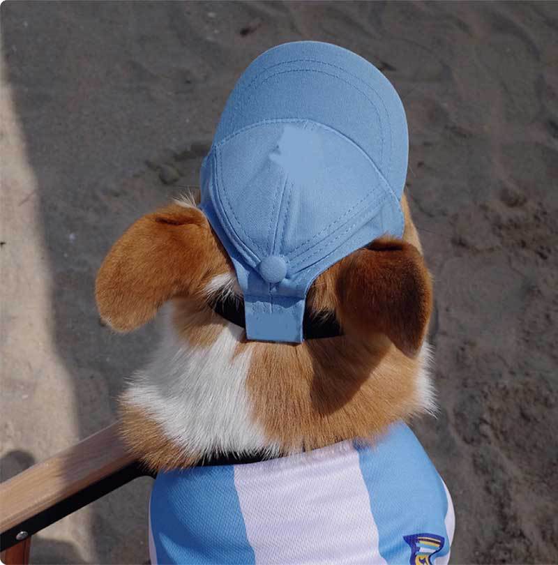 HKM-9601085 Adjustable Sun-Proof Pet Baseball Cap for Exposed Ears - Apricot, Blue, Milk Blue, Purple, Black