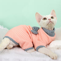 HKM-9601853 High Elastic Cotton Cat Pajamas in Pink Bow & Blue - XS to XXL