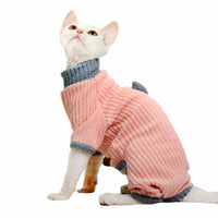 HKM-9601853 High Elastic Cotton Cat Pajamas in Pink Bow & Blue - XS to XXL