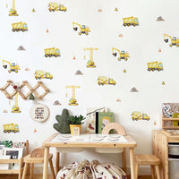 HKM-960211 Self-Adhesive Cartoon Excavator Truck Wall Stickers for Kids' Room - Set of 5 Pieces