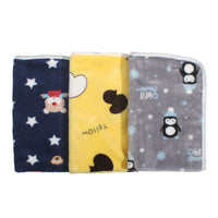 HKM-9602877 Cozy Coral Fleece Pet Blankets in Blue Bear, Yellow Ya, Gray Penguin, and White Bear - Multiple Sizes Available
