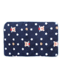 HKM-9602877 Cozy Coral Fleece Pet Blankets in Blue Bear, Yellow Ya, Gray Penguin, and White Bear - Multiple Sizes Available