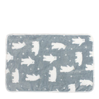 HKM-9602877 Cozy Coral Fleece Pet Blankets in Blue Bear, Yellow Ya, Gray Penguin, and White Bear - Multiple Sizes Available