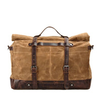 HKM-960339 Large Capacity Waterproof Travel Bag with Oil Wax Canvas and Crazy Horse Cowhide Accents