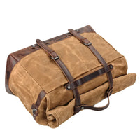 HKM-960339 Large Capacity Waterproof Travel Bag with Oil Wax Canvas and Crazy Horse Cowhide Accents