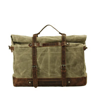 HKM-960339 Large Capacity Waterproof Travel Bag with Oil Wax Canvas and Crazy Horse Cowhide Accents
