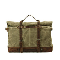 HKM-960339 Large Capacity Waterproof Travel Bag with Oil Wax Canvas and Crazy Horse Cowhide Accents
