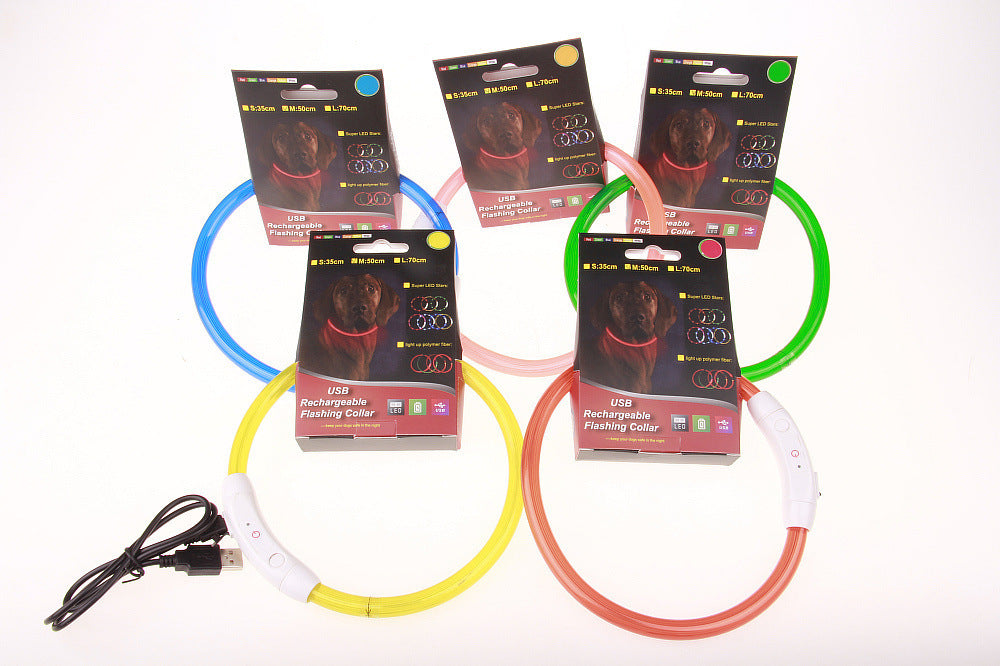 HKM-9604029 USB Charging LED Dog Collar with Colorful Gradients - Adjustable Length for Night Safety