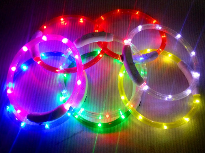 HKM-9604029 USB Charging LED Dog Collar with Colorful Gradients - Adjustable Length for Night Safety
