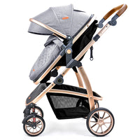 HKM-960467 3 in 1 Foldable Aluminium Alloy Stroller with Car Seat - Lightweight Travel Pram for Newborns