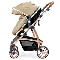 HKM-960467 3 in 1 Foldable Aluminium Alloy Stroller with Car Seat - Lightweight Travel Pram for Newborns