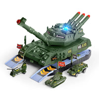 HKM-960531 Alloy Tank Toy Set with Light and Music - 2-in-1 DIY Assembly Parking Lot Vehicle