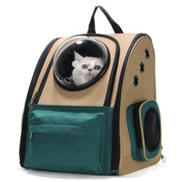 HKM-9605693 Portable Cat and Dog Outdoor Backpack - Medium Hard Alloy, 15 kg Capacity for Cats, 10 kg Capacity for Dogs, Dark Green