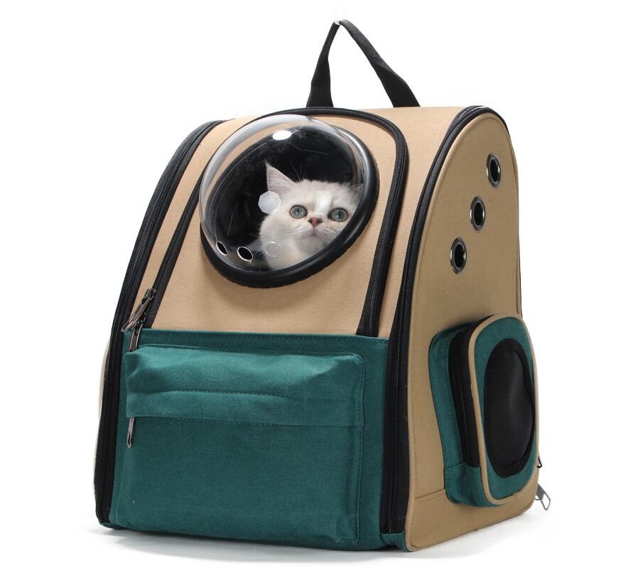 HKM-9605693 Portable Cat and Dog Outdoor Backpack - Medium Hard Alloy, 15 kg Capacity for Cats, 10 kg Capacity for Dogs, Dark Green