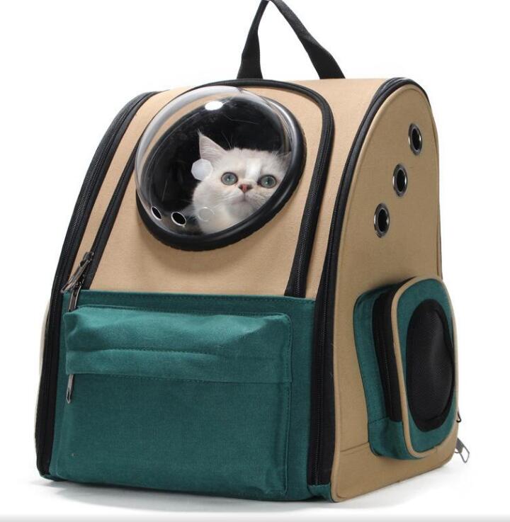 HKM-9605693 Portable Cat and Dog Outdoor Backpack - Medium Hard Alloy, 15 kg Capacity for Cats, 10 kg Capacity for Dogs, Dark Green