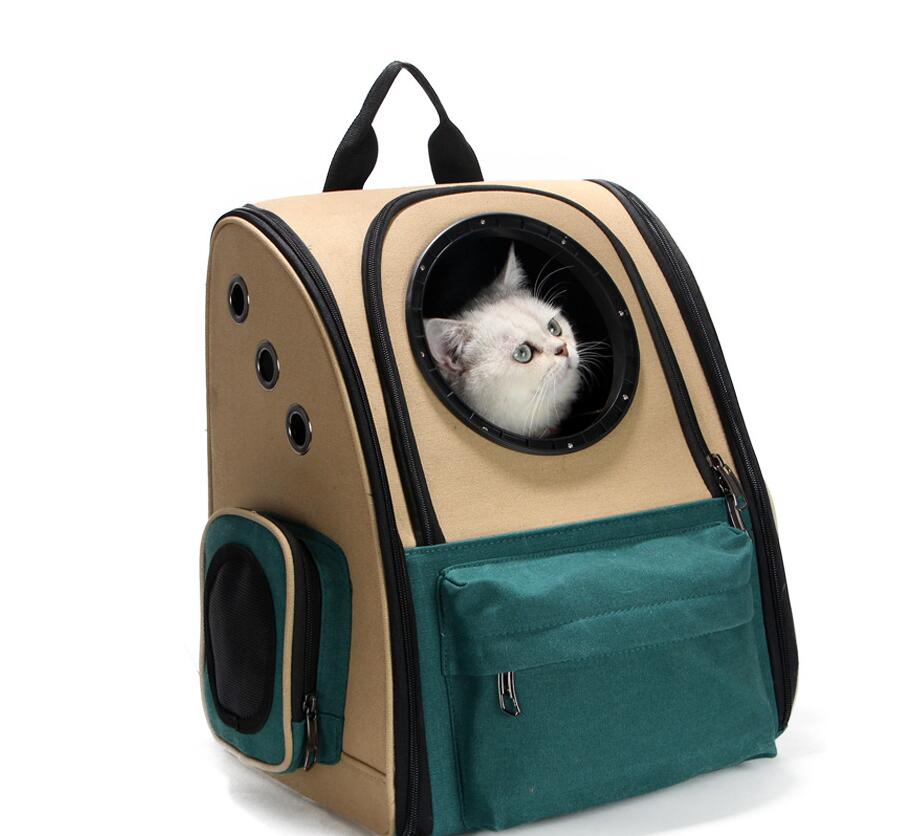 HKM-9605693 Portable Cat and Dog Outdoor Backpack - Medium Hard Alloy, 15 kg Capacity for Cats, 10 kg Capacity for Dogs, Dark Green