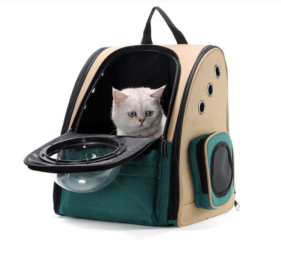HKM-9605693 Portable Cat and Dog Outdoor Backpack - Medium Hard Alloy, 15 kg Capacity for Cats, 10 kg Capacity for Dogs, Dark Green
