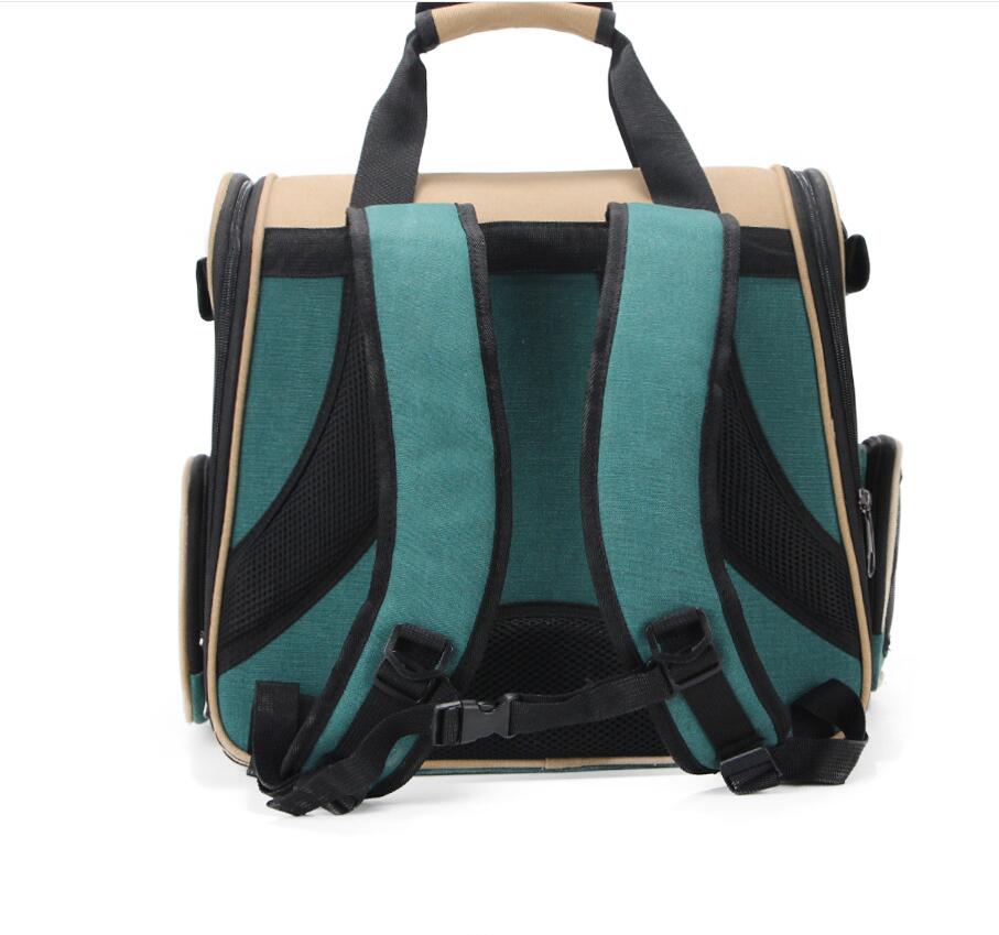 HKM-9605693 Portable Cat and Dog Outdoor Backpack - Medium Hard Alloy, 15 kg Capacity for Cats, 10 kg Capacity for Dogs, Dark Green