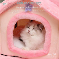 HKM-9606077 Thickened Winter Cat Nest with Support Skeleton and Fun Teaser Options
