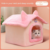 HKM-9606077 Thickened Winter Cat Nest with Support Skeleton and Fun Teaser Options
