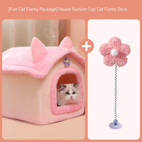 HKM-9606077 Thickened Winter Cat Nest with Support Skeleton and Fun Teaser Options