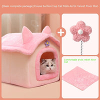 HKM-9606077 Thickened Winter Cat Nest with Support Skeleton and Fun Teaser Options