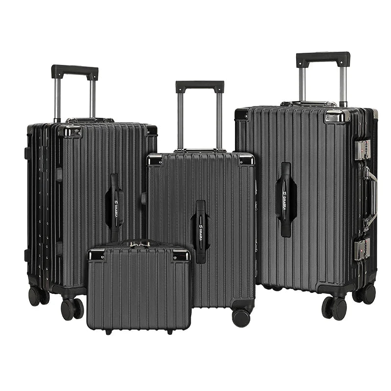 HKM-960659 Custom 14-28 Inch Trolley Spinner PC Luggage with Hard Shell Design and Aluminium Accents