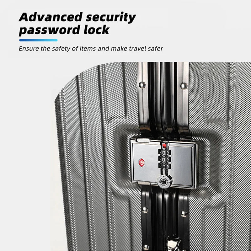 HKM-960659 Custom 14-28 Inch Trolley Spinner PC Luggage with Hard Shell Design and Aluminium Accents