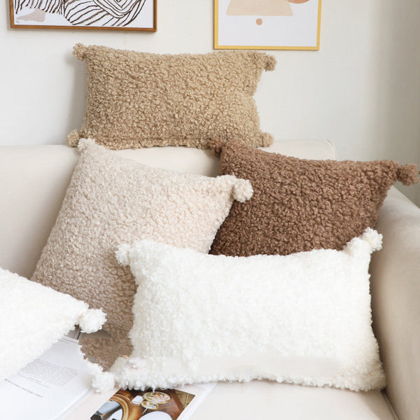 HKM-960723 Autumn and Winter Thick Plush Loop Pile Pillow for Living Room - Multiple Colors Available