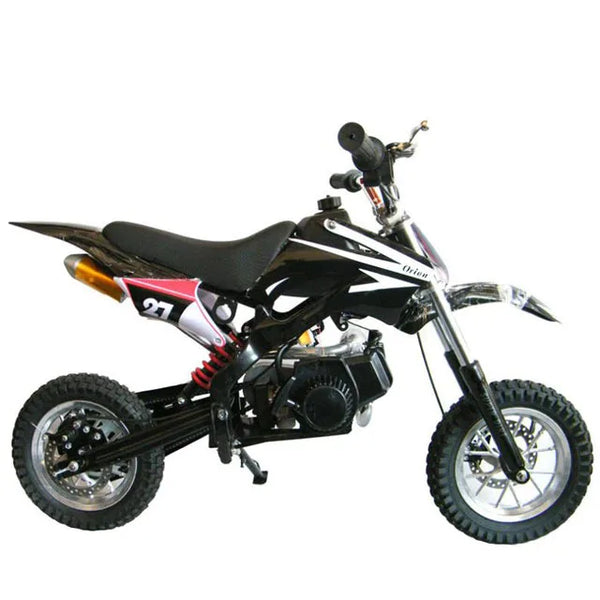 HKM-8862547 49cc 2-Stroke Gas Mini Dirt Bike for Kids with Front and Rear Disc Brakes Off-Road Knobby Tires and Pull Start
