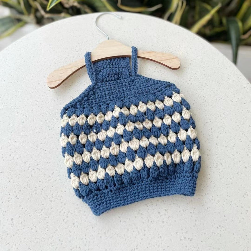HKM-960851 Stylish Violet and Dark Blue Hollow Out Pet Sweater Vest for Small to Large Dogs