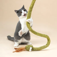 HKM-960915 Snake Funny Cat Stick Pet Toy - Interactive Rubber and PV Velvet Play Tool for Cats