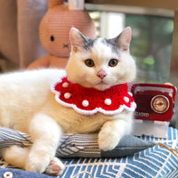 HKM-9609405 Knitted Bowknot Collar for Pets - Four Seasons Saliva Towel, Soft Wool, Various Sizes Available