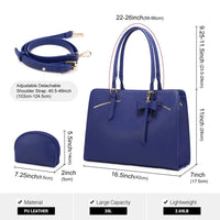 HKM-960979 Stylish PU Leather Laptop Tote Bag for 15.6 Inch Devices with USB Charging Port