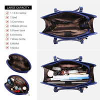 HKM-960979 Stylish PU Leather Laptop Tote Bag for 15.6 Inch Devices with USB Charging Port