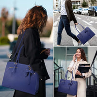 HKM-960979 Stylish PU Leather Laptop Tote Bag for 15.6 Inch Devices with USB Charging Port