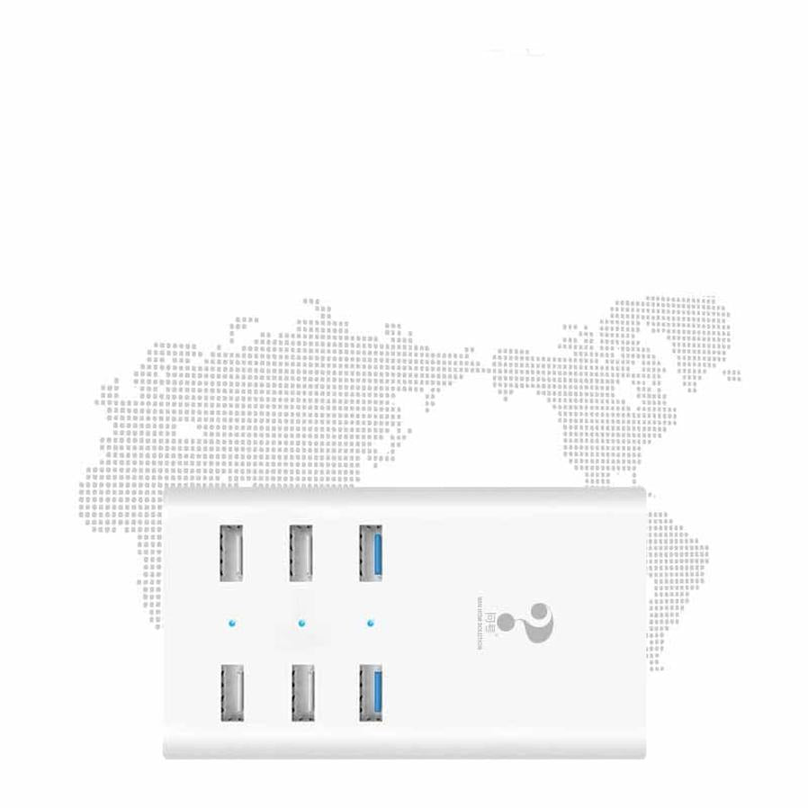 HKM-961299 Smart Multi-Port USB Charger with 1.5m Cable and Indicator Function - 36W Output