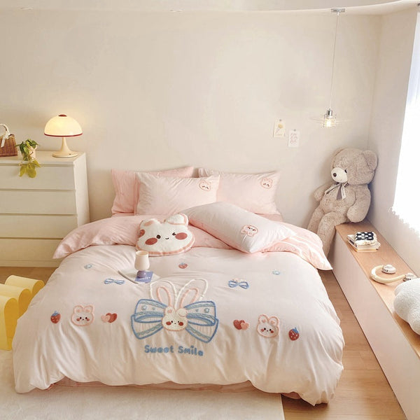 HKM-961427 Cartoon Anime Cotton 4-Piece Bedding Set for Kids - Duvet Cover, Bed Sheet, Pillowcase
