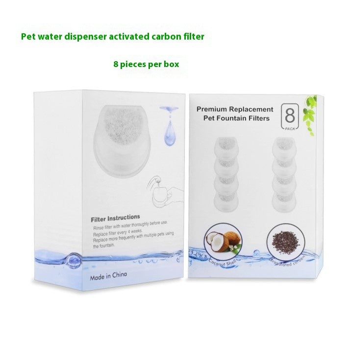 HKM-9615037 Automatic Pet Water Fountain Filter Set with Activated Carbon - 8 Pieces