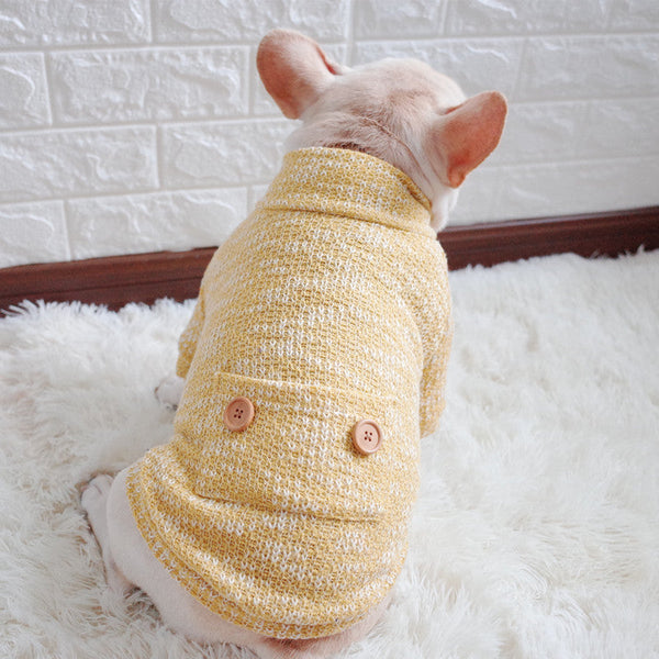 HKM-9615549 Cozy Wool Turtleneck Dog Sweater for Cold Weather - Available in Wine Red, Blue, and Yellow