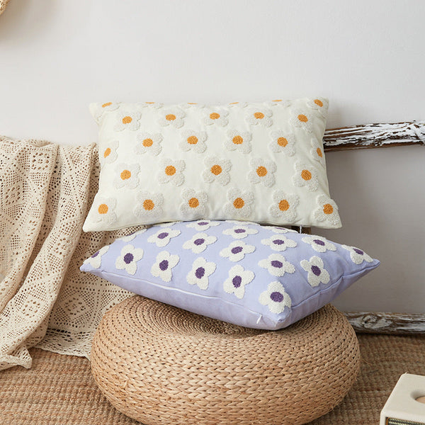 HKM-961555 Nordic Cotton Embroidered Pillowcase with Flower Design 30x50CM