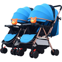 HKM-961619 Twins Baby Stroller Set for Kids - Dual Reborn Baby Push Pram