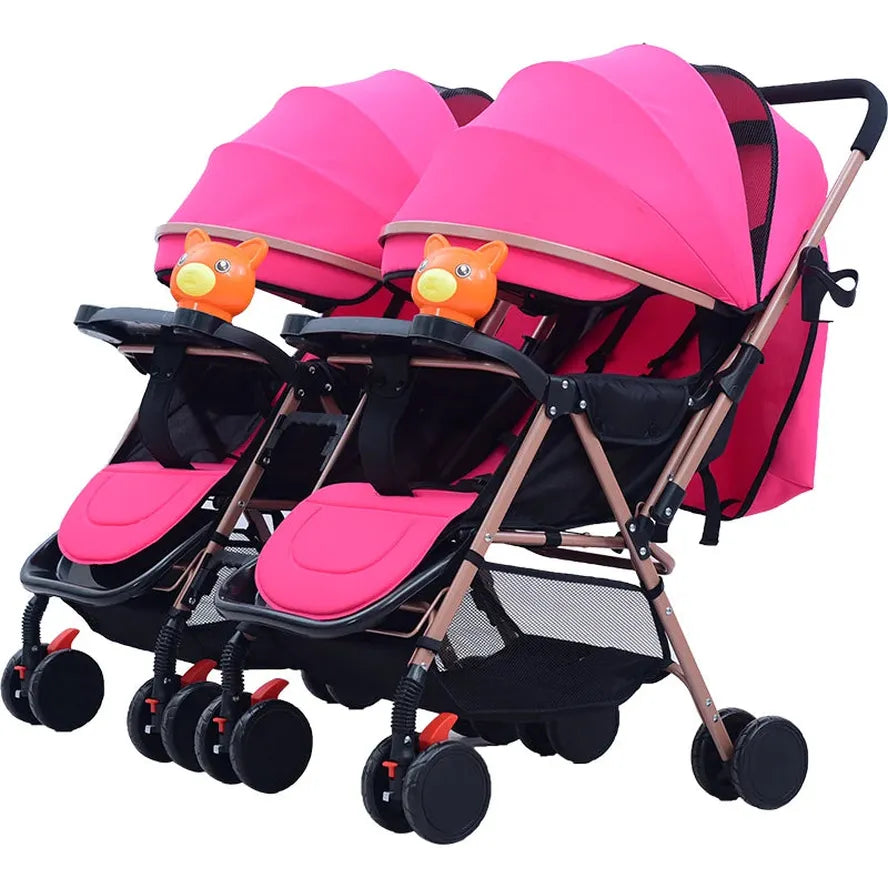 HKM-961619 Twins Baby Stroller Set for Kids - Dual Reborn Baby Push Pram