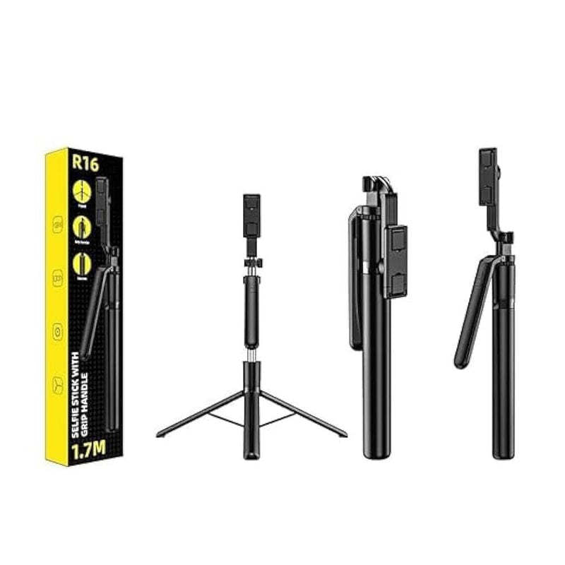 HKM-961683 Extendable Selfie Stick Tripod with Dual Ring Lights for Enhanced Lighting and Stability