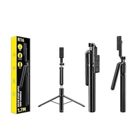 HKM-961683 Extendable Selfie Stick Tripod with Dual Ring Lights for Enhanced Lighting and Stability