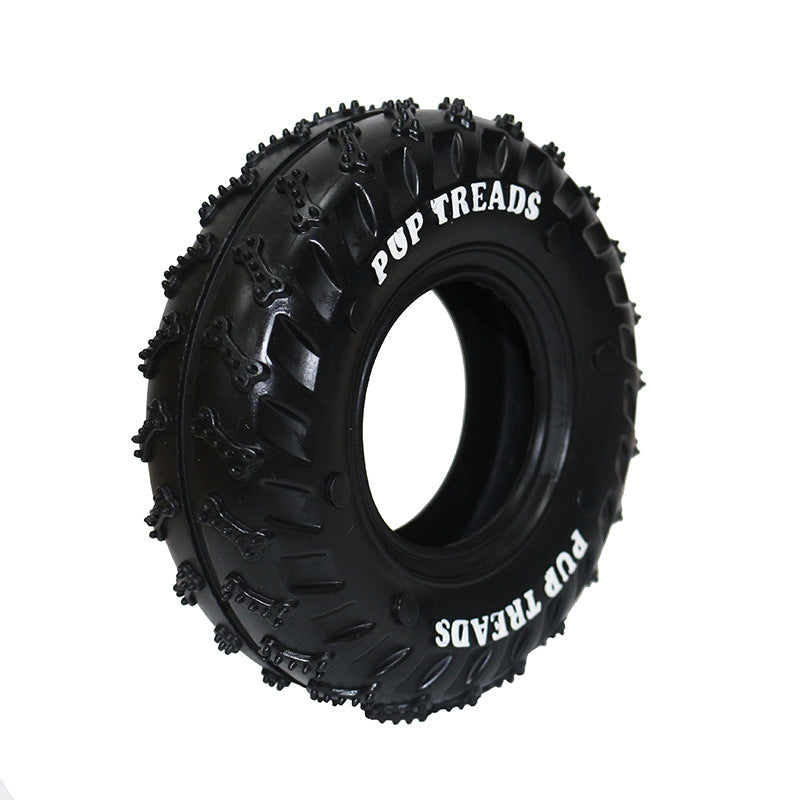 HKM-9618365 Durable Rubber Tire Toy for Dogs - Molar Ring for Clean Teeth, 15.5cm Diameter