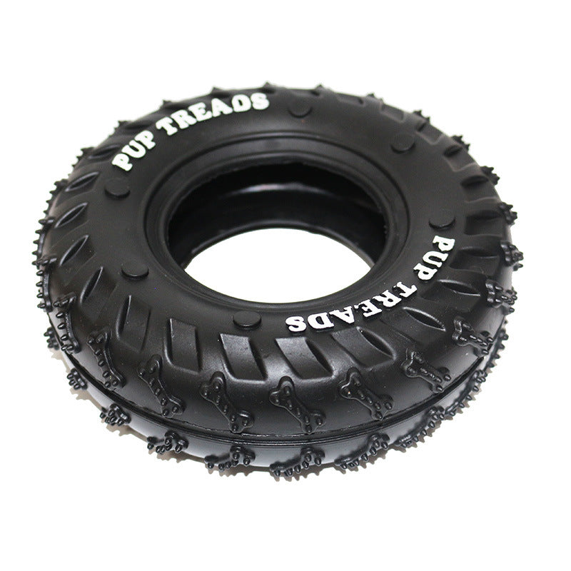 HKM-9618365 Durable Rubber Tire Toy for Dogs - Molar Ring for Clean Teeth, 15.5cm Diameter