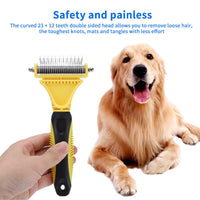 HKM-9619133 Stainless Steel Double-Sided Knot Comb with ABS and TPR Grip, 18.5x9x2.6 cm