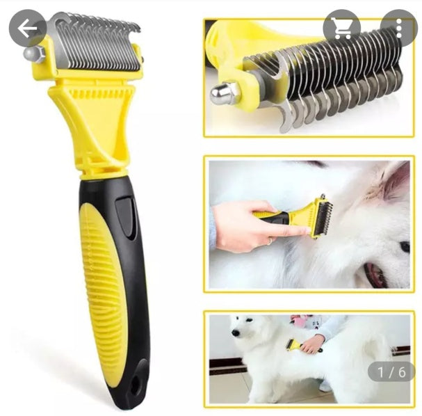 HKM-9619133 Stainless Steel Double-Sided Knot Comb with ABS and TPR Grip, 18.5x9x2.6 cm